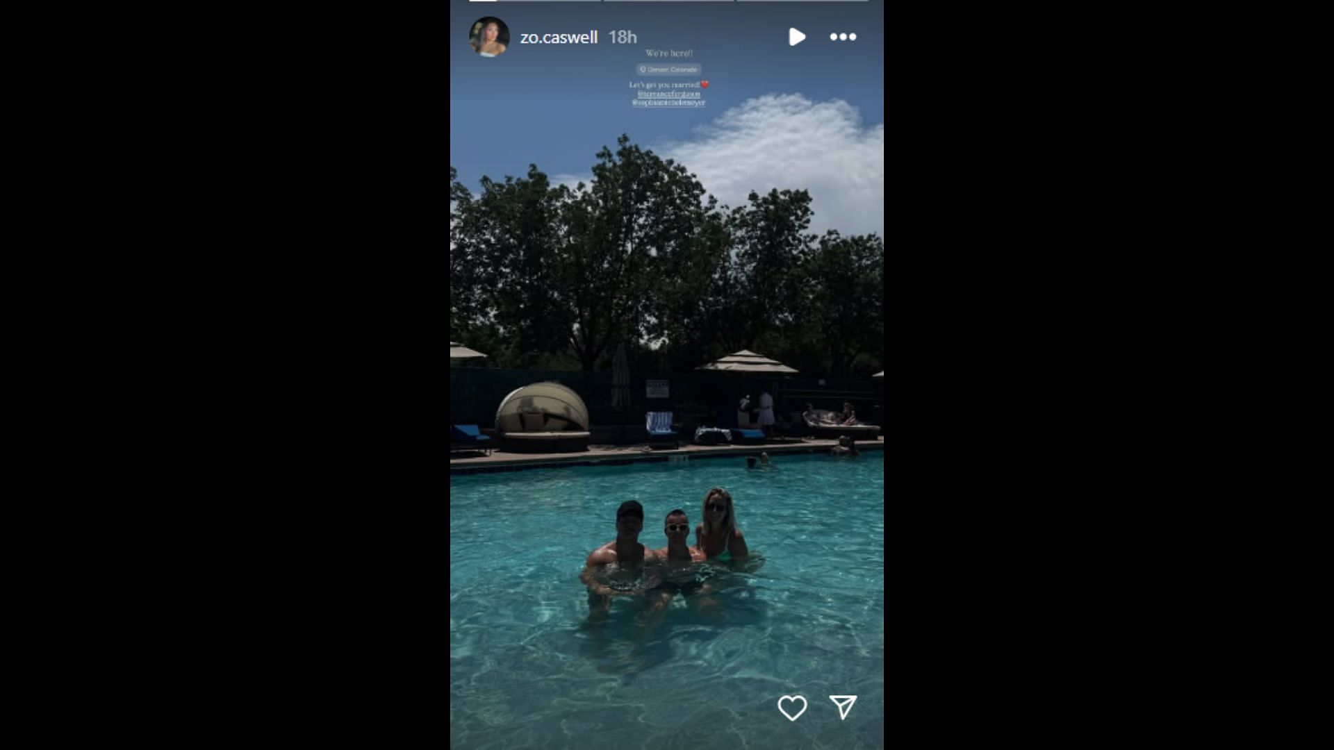 Caswell and Gabriel celebrated their friend's wedding day by spending time together. (Credits @zo.caswell Instagram)